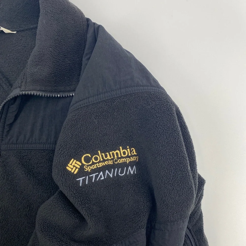 Columbia‎ Titanium Fleece Jacket Mens Large Black Full Zip Interchange Hiking L